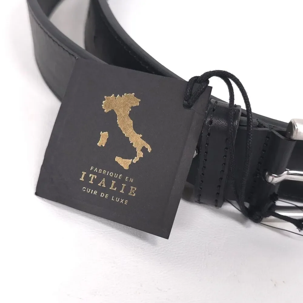 GENNARO DI PALMA Mens New Black Genuine Leather Belt 36 ITALY MADE